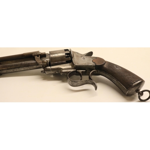 116 - A rare .42 Le-Mat percussion `Grape-shot' revolver, ten shot cylinder and 18 bore under barrel, the ... 