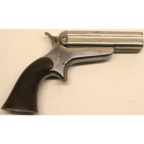 130 - Sharps Patent four barrelled .32 rimfire derringer pistol, 3.5