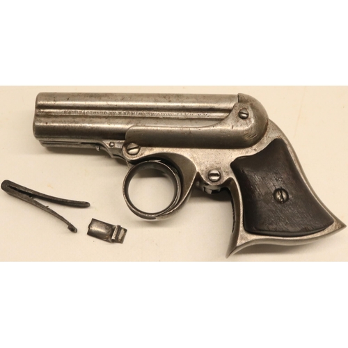 132 - Remington .32 Elliot's patent four shot derringer pistol, visible makers and patent details to the 3... 