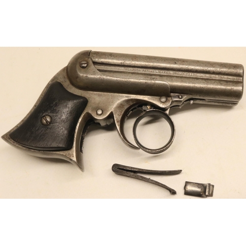 132 - Remington .32 Elliot's patent four shot derringer pistol, visible makers and patent details to the 3... 