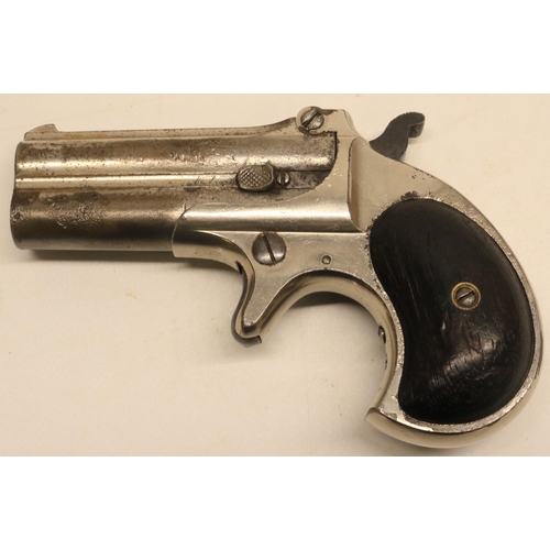 133 - Remington .41 rimfire over and under derringer pistol, makers details and Elliots 1865 patent to the... 