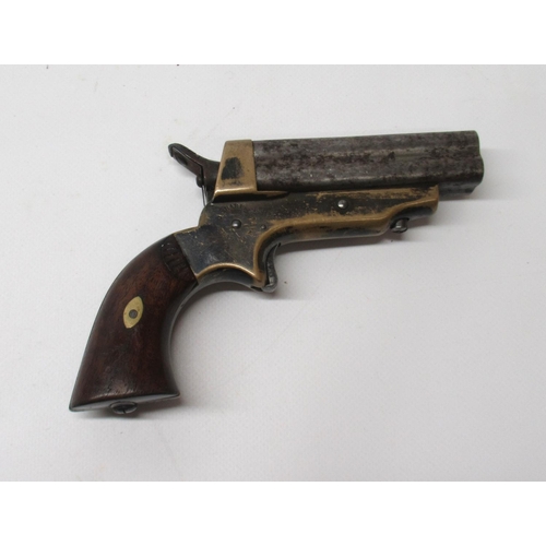 10 - Sharps Patent four barrel .32 rimfire derringer pistol, frame stamped to both sides with Pat. and Ph... 