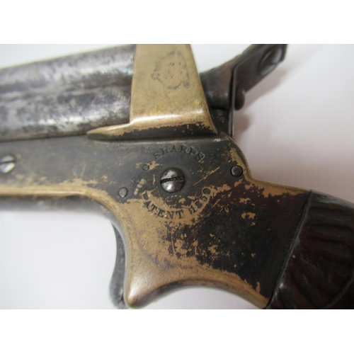 10 - Sharps Patent four barrel .32 rimfire derringer pistol, frame stamped to both sides with Pat. and Ph... 