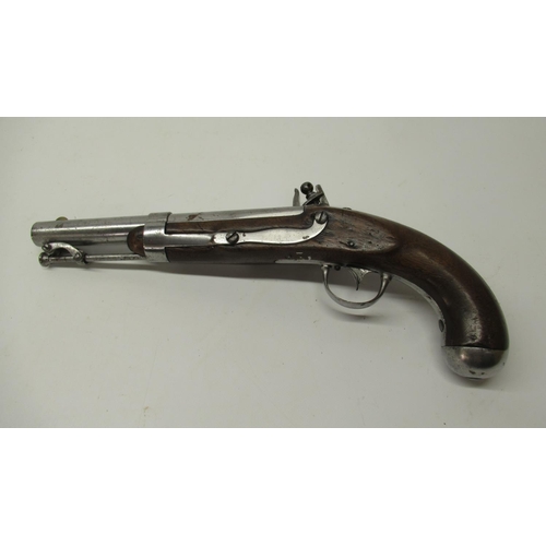 15 - Mid-19th century American flintlock 25 bore military service pistol, 8.5