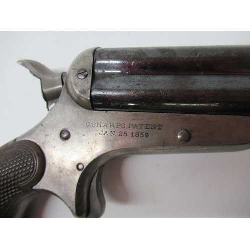 9 - Sharps four barrel .32 rimfire derringer pistol, Sharps & Hankins address engraved to the barrel and... 