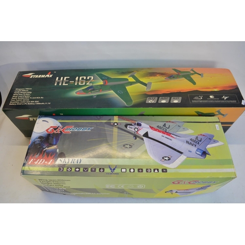 1331 - Two large scale ducted fan remote controlled jet aircraft models to include a G&C Hobby Skyray (poss... 