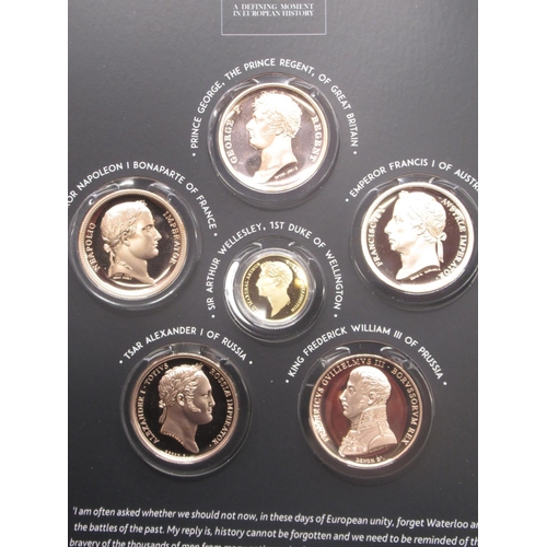 645 - Worcestershire Medal Service - The Battle of Waterloo 1815-2015 6 medal set comprising 14ct 7g The D... 