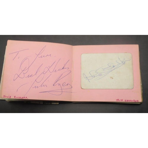 857 - c20th autograph book cont. approx. 43 signatures to inc. Val Doonican, Tommy Cooper, Jack Charlton, ... 