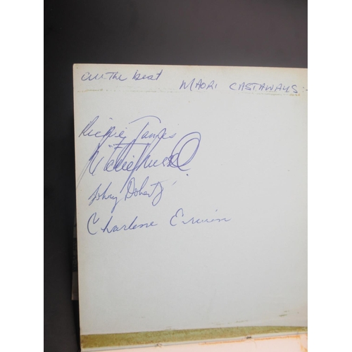 857 - c20th autograph book cont. approx. 43 signatures to inc. Val Doonican, Tommy Cooper, Jack Charlton, ... 