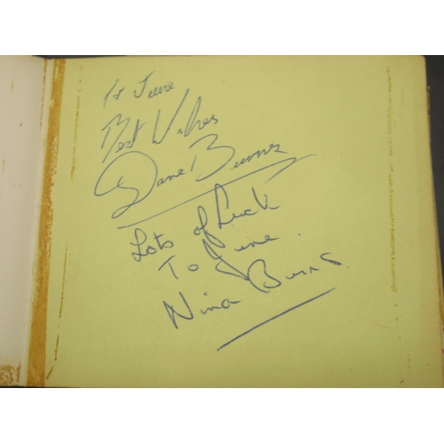 857 - c20th autograph book cont. approx. 43 signatures to inc. Val Doonican, Tommy Cooper, Jack Charlton, ... 