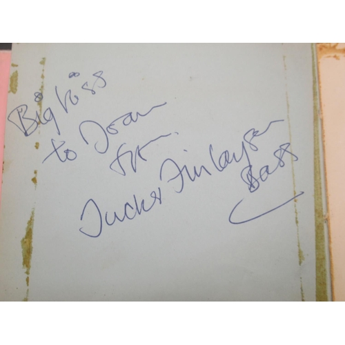 857 - c20th autograph book cont. approx. 43 signatures to inc. Val Doonican, Tommy Cooper, Jack Charlton, ... 