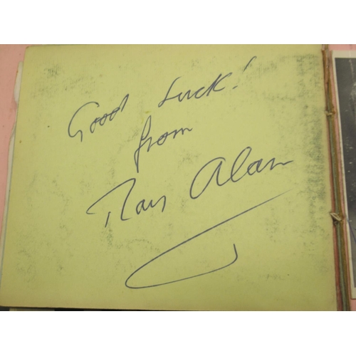 857 - c20th autograph book cont. approx. 43 signatures to inc. Val Doonican, Tommy Cooper, Jack Charlton, ... 