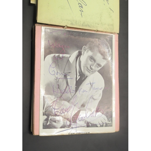 857 - c20th autograph book cont. approx. 43 signatures to inc. Val Doonican, Tommy Cooper, Jack Charlton, ... 