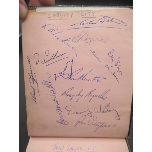 861 - C20th autograph book cont. signed photos and signatures from Tommy Cooper, Members of Cardiff City F... 