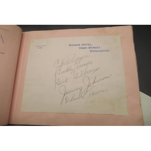 861 - C20th autograph book cont. signed photos and signatures from Tommy Cooper, Members of Cardiff City F... 