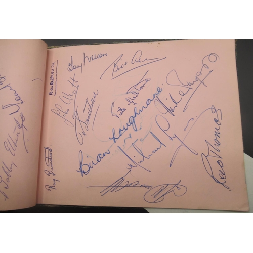 861 - C20th autograph book cont. signed photos and signatures from Tommy Cooper, Members of Cardiff City F... 