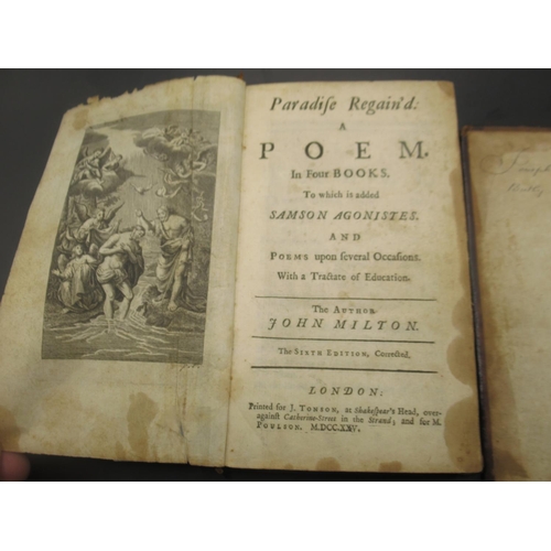 878 - Milton (John) Paradise Regain'd a Poem in Four Books, 6th Edition 1725, full leather binding, front ... 