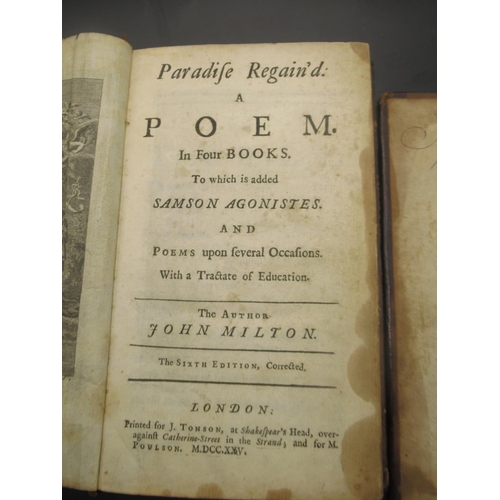 878 - Milton (John) Paradise Regain'd a Poem in Four Books, 6th Edition 1725, full leather binding, front ... 