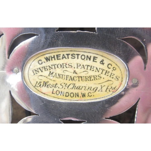 899 - C. Wheatstone & Co Concertina, serial no. plate missing, with forty-eight plasti buttons, hexagonal ... 