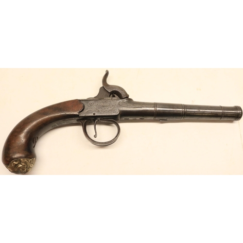 34 - Queen Anne 50 bore percussion (converted from flintlock) cannon barrel pistol, 5