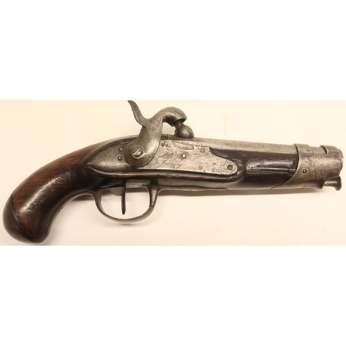 83 - Mid 19th century French military service type 18 bore percussion pistol, 5