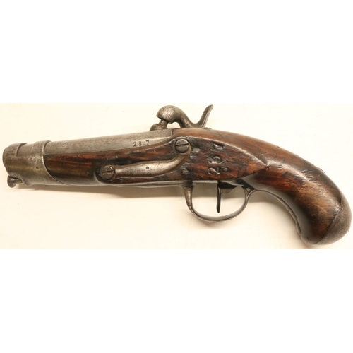 83 - Mid 19th century French military service type 18 bore percussion pistol, 5