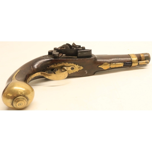 96 - Spanish 16 bore Miquelet pistol, 6.5