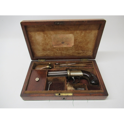 2 - Cased six shot pepperbox revolver by J.Cooper & Co, 3 1/4