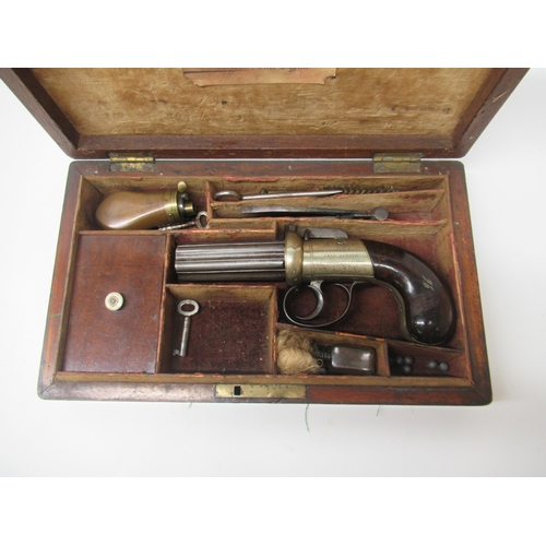 2 - Cased six shot pepperbox revolver by J.Cooper & Co, 3 1/4