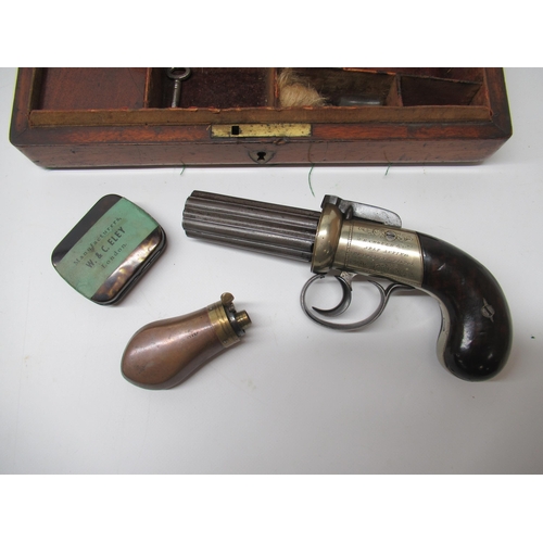 2 - Cased six shot pepperbox revolver by J.Cooper & Co, 3 1/4