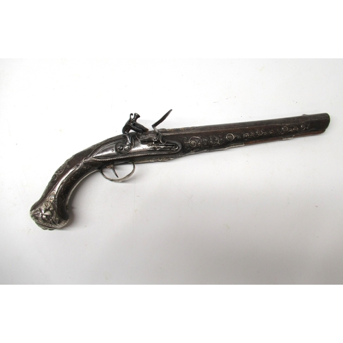 22 - Late 18th century 16 bore French - Turkish stlye flintlock holster pistol by Wilson, 11