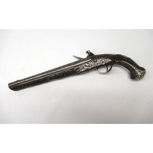 22 - Late 18th century 16 bore French - Turkish stlye flintlock holster pistol by Wilson, 11