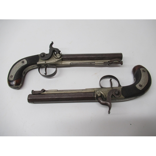 31 - Pair of German mid-19th century 40 bore percussion target pistols, 9