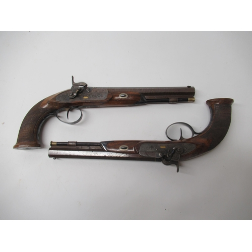 31 - Pair of German mid-19th century 40 bore percussion target pistols, 9