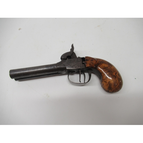 37 - Belgium double barrel percussion pocket pistol, 3