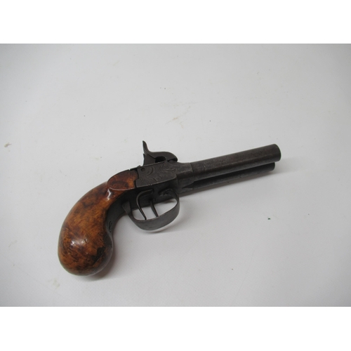 37 - Belgium double barrel percussion pocket pistol, 3