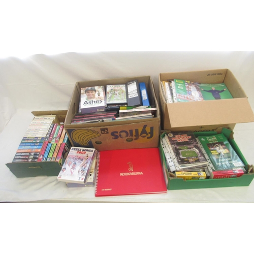 939 - Cricket - collection of Cricket books, programmes and DVDs (4 boxes)