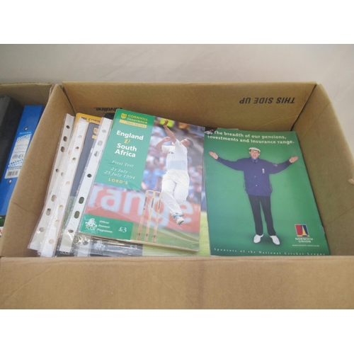 939 - Cricket - collection of Cricket books, programmes and DVDs (4 boxes)