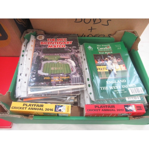 939 - Cricket - collection of Cricket books, programmes and DVDs (4 boxes)