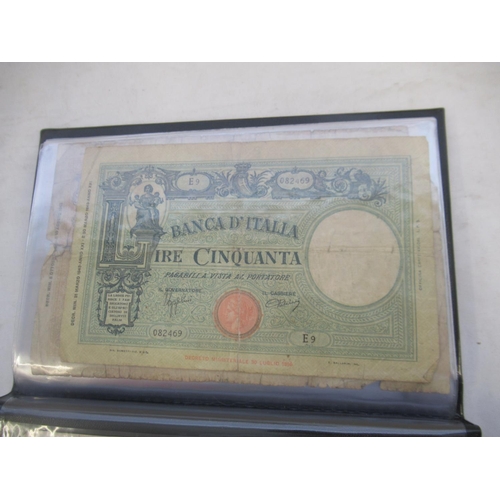 814 - Red banknotes folder cont. c20th Polish, Italian, Algerian and German banknotes (103)