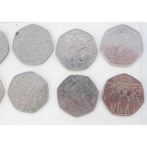 749 - Assorted collection of commemorative 50ps to inc. Diversity Built Britain, Beatrix Potters, Paddingt... 