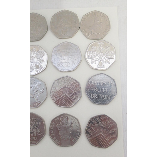 750 - Assorted collection of commemorative 50ps to inc. Diversity Built Britain, Beatrix Potters, Paddingt... 