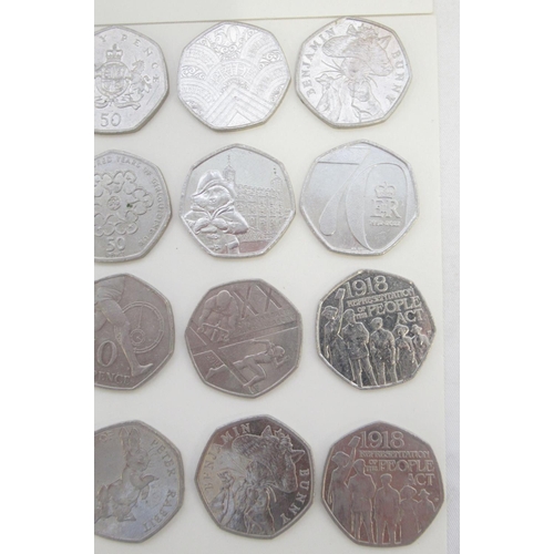 750 - Assorted collection of commemorative 50ps to inc. Diversity Built Britain, Beatrix Potters, Paddingt... 