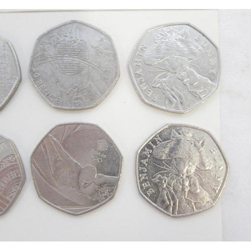 750 - Assorted collection of commemorative 50ps to inc. Diversity Built Britain, Beatrix Potters, Paddingt... 