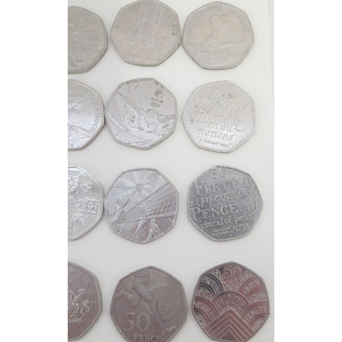 751 - Assorted collection of commemorative 50ps to inc. Diversity Built Britain, Beatrix Potters, Paddingt... 