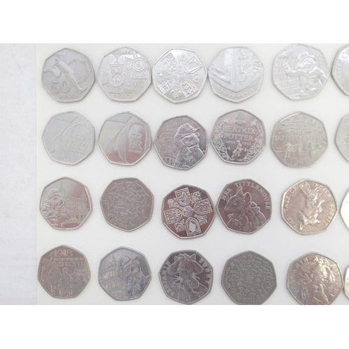 751 - Assorted collection of commemorative 50ps to inc. Diversity Built Britain, Beatrix Potters, Paddingt... 