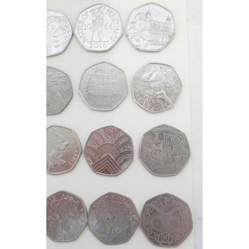 751 - Assorted collection of commemorative 50ps to inc. Diversity Built Britain, Beatrix Potters, Paddingt... 