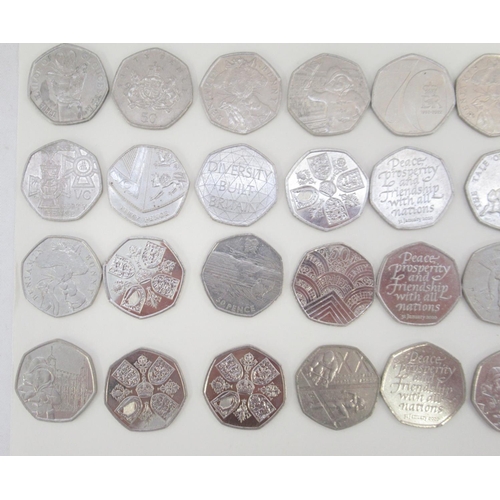 752 - Assorted collection of commemorative 50ps to inc. Diversity Built Britain, Beatrix Potters, Paddingt... 