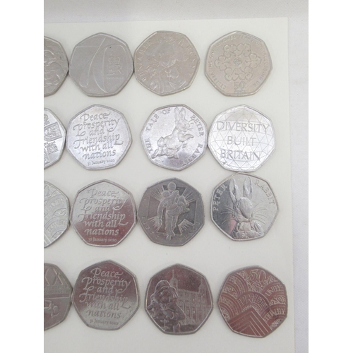 752 - Assorted collection of commemorative 50ps to inc. Diversity Built Britain, Beatrix Potters, Paddingt... 