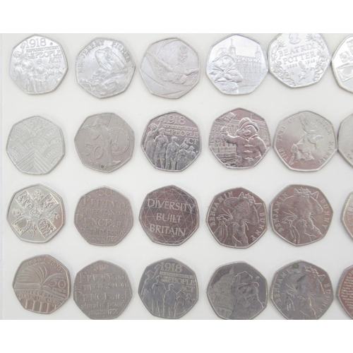 752 - Assorted collection of commemorative 50ps to inc. Diversity Built Britain, Beatrix Potters, Paddingt... 